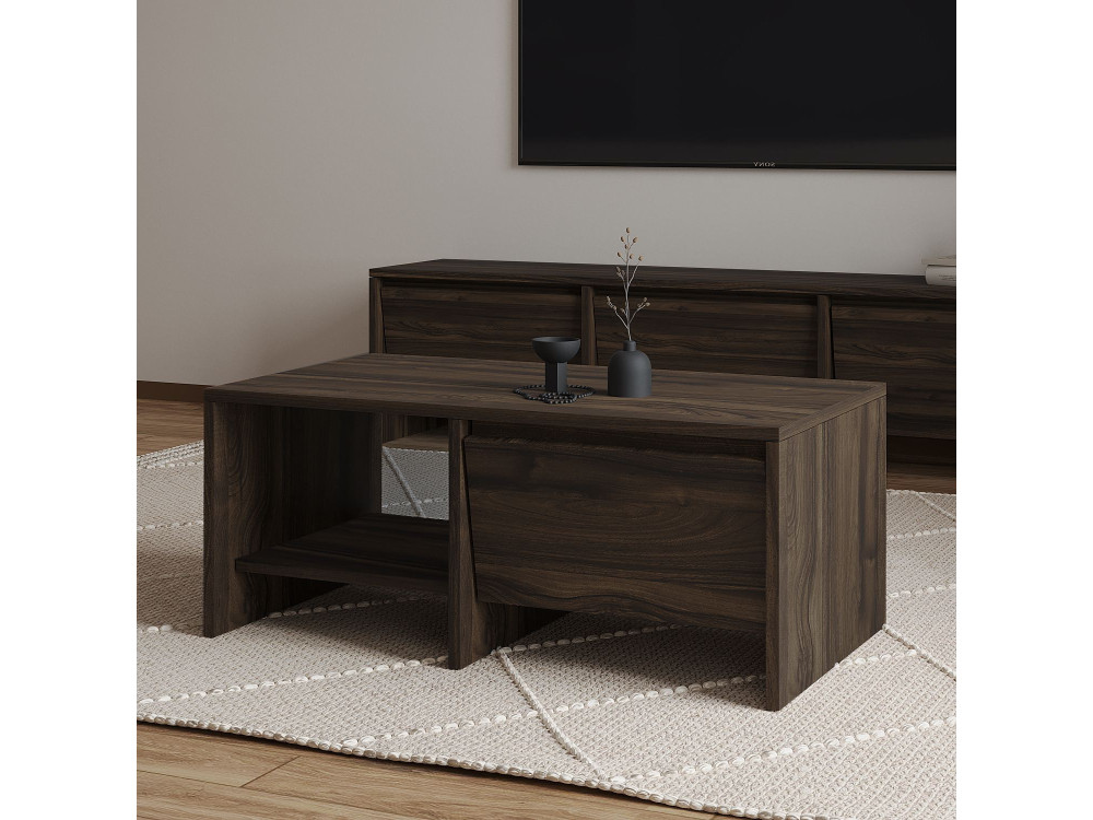 Laris" wooden coffee table - 90 x 45 x 35 cm - Brown