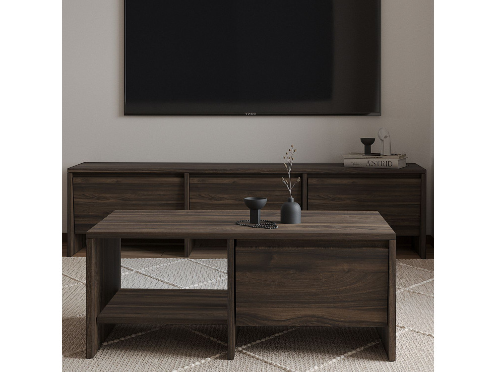 Laris" wooden coffee table - 90 x 45 x 35 cm - Brown