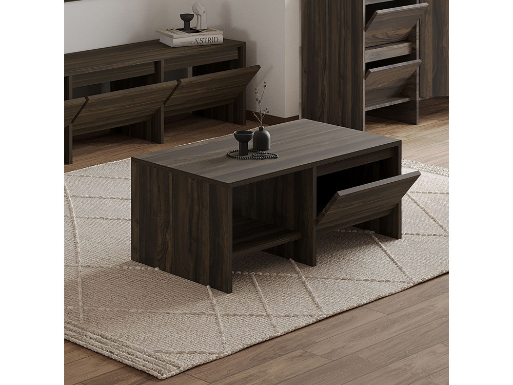 Laris" wooden coffee table - 90 x 45 x 35 cm - Brown