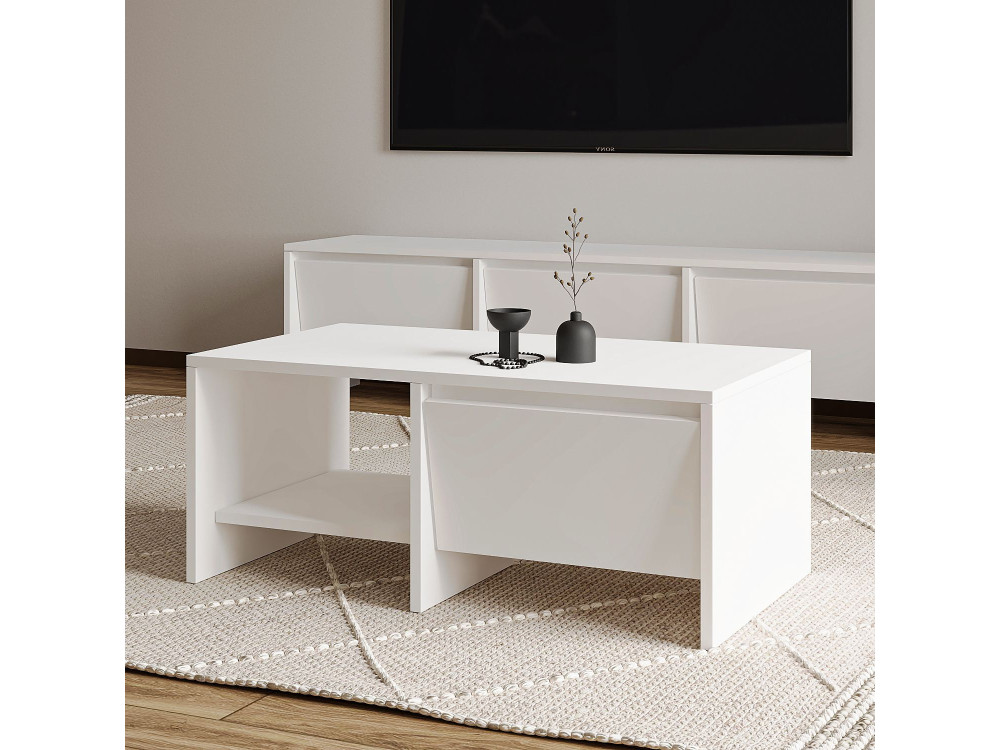 Laris" wooden coffee table - 90 x 45 x 35 cm - White