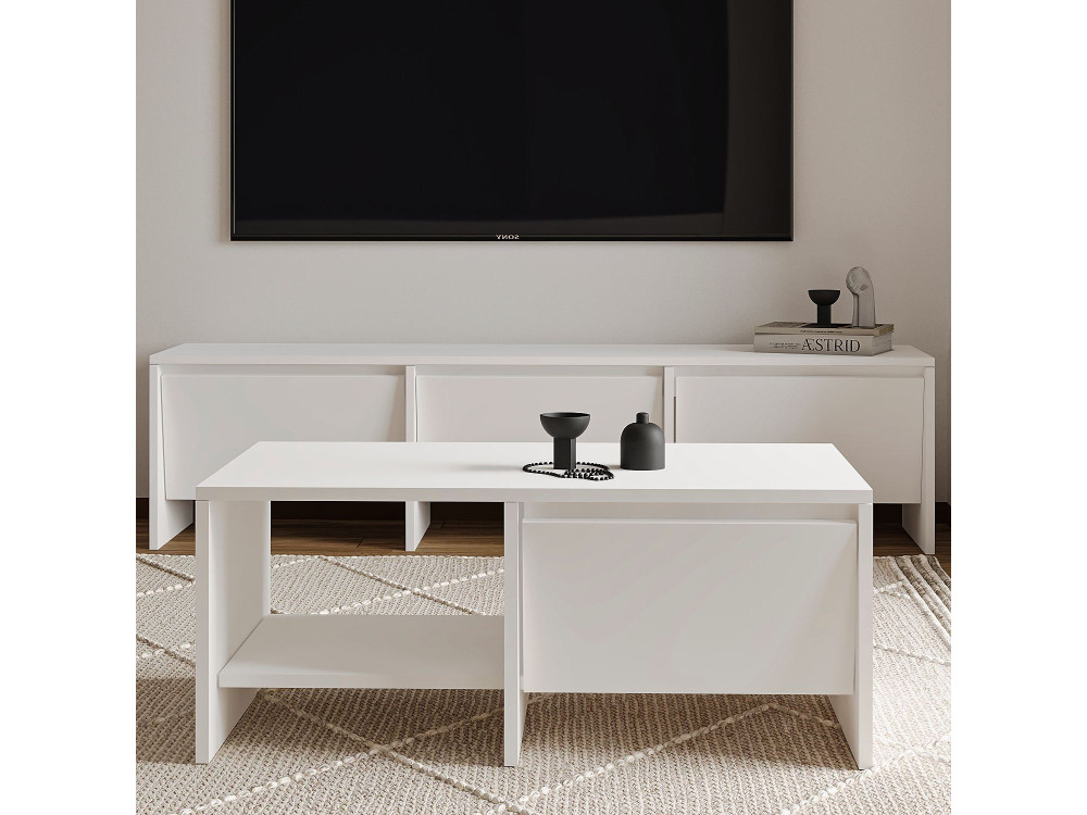 Laris" wooden coffee table - 90 x 45 x 35 cm - White