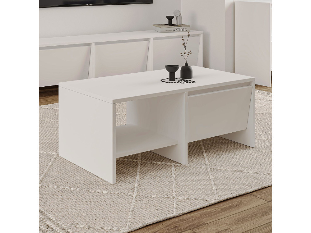 Laris" wooden coffee table - 90 x 45 x 35 cm - White