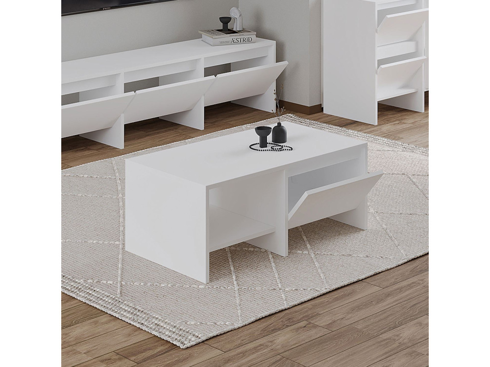 Laris" wooden coffee table - 90 x 45 x 35 cm - White