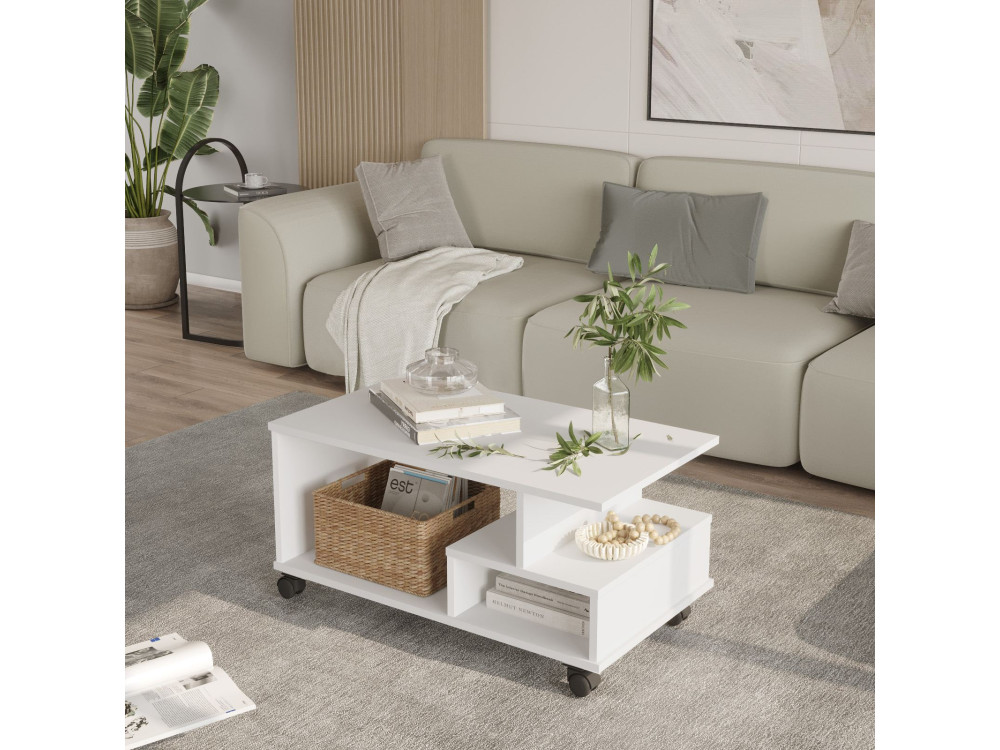 MIN9" wooden coffee table - 90 x 51 x 42 cm - White