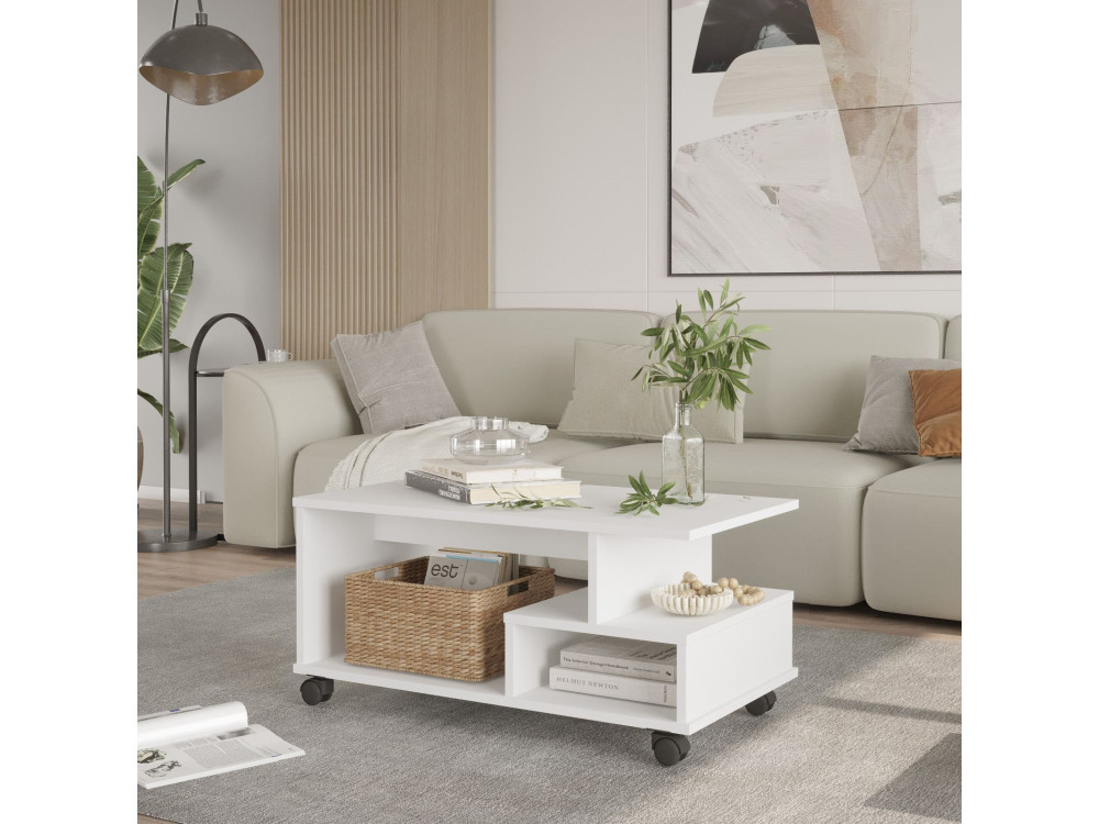 MIN9" wooden coffee table - 90 x 51 x 42 cm - White