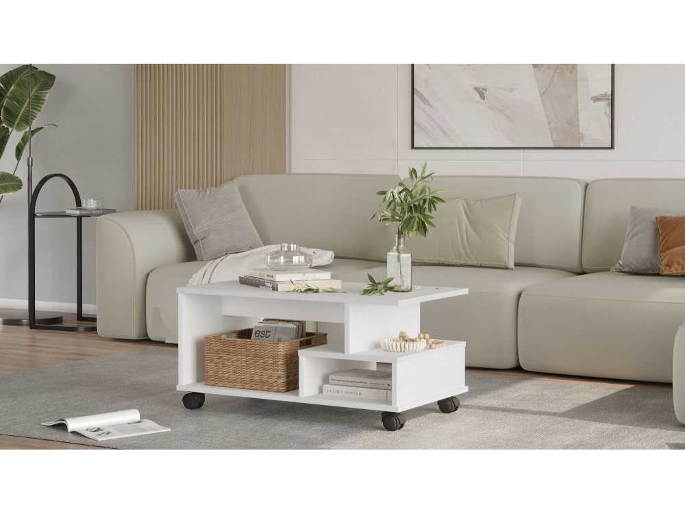 MIN9" wooden coffee table - 90 x 51 x 42 cm - White
