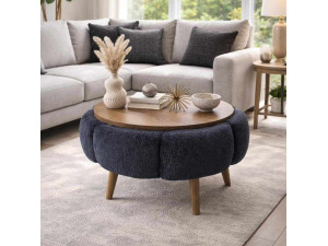 Papatya 60" wooden coffee table - 60 x 60 x 44 cm - Charcoal grey