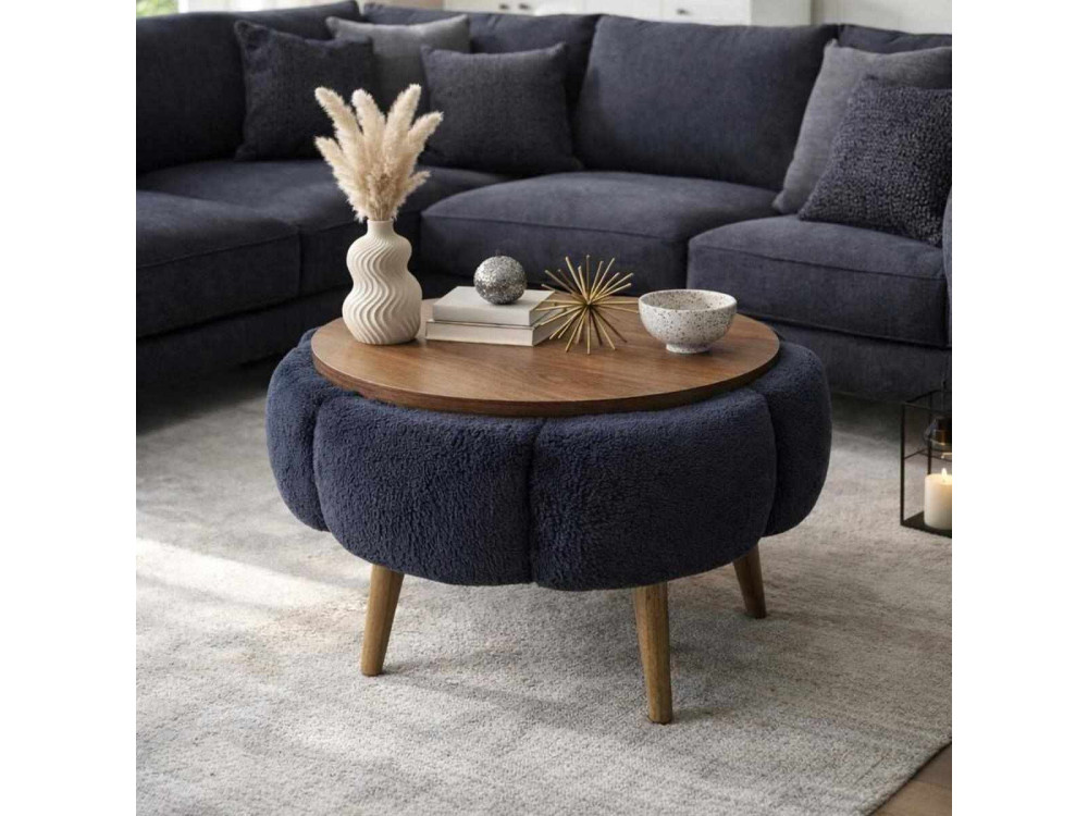 Papatya 60" wooden coffee table - 60 x 60 x 44 cm - Charcoal grey