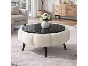 Papatya 60" wooden coffee table - 60 x 60 x 44 cm - White