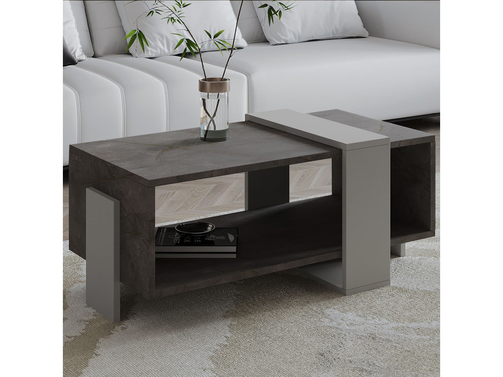 Meleni" wooden coffee table - 90 x 49 x 40 cm - Grey