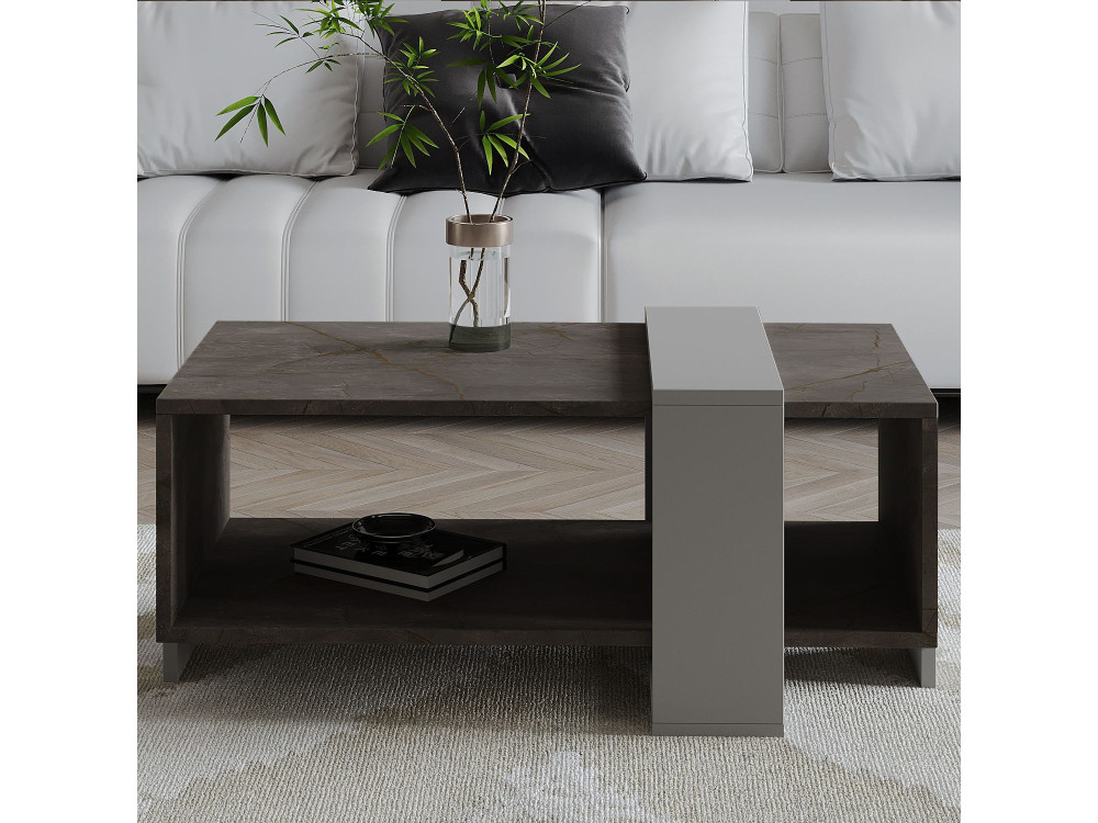 Meleni" wooden coffee table - 90 x 49 x 40 cm - Grey