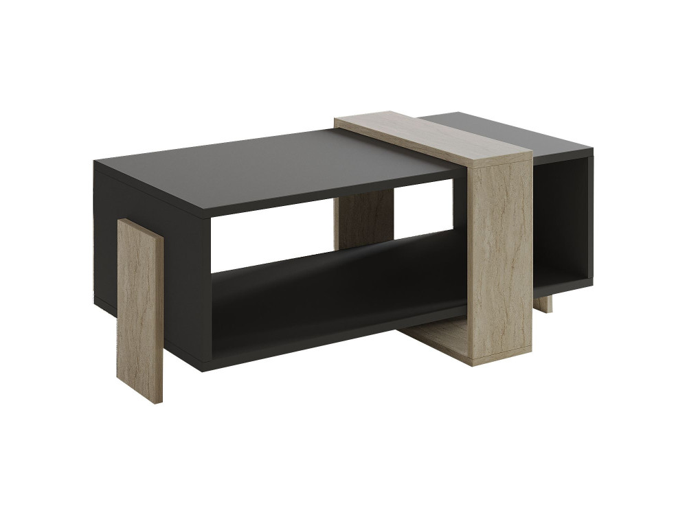 Meleni" wooden coffee table - 90 x 49 x 40 cm - Anthracite grey