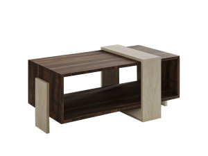 Meleni" wooden coffee table - 90 x 49 x 40 cm - Travertine