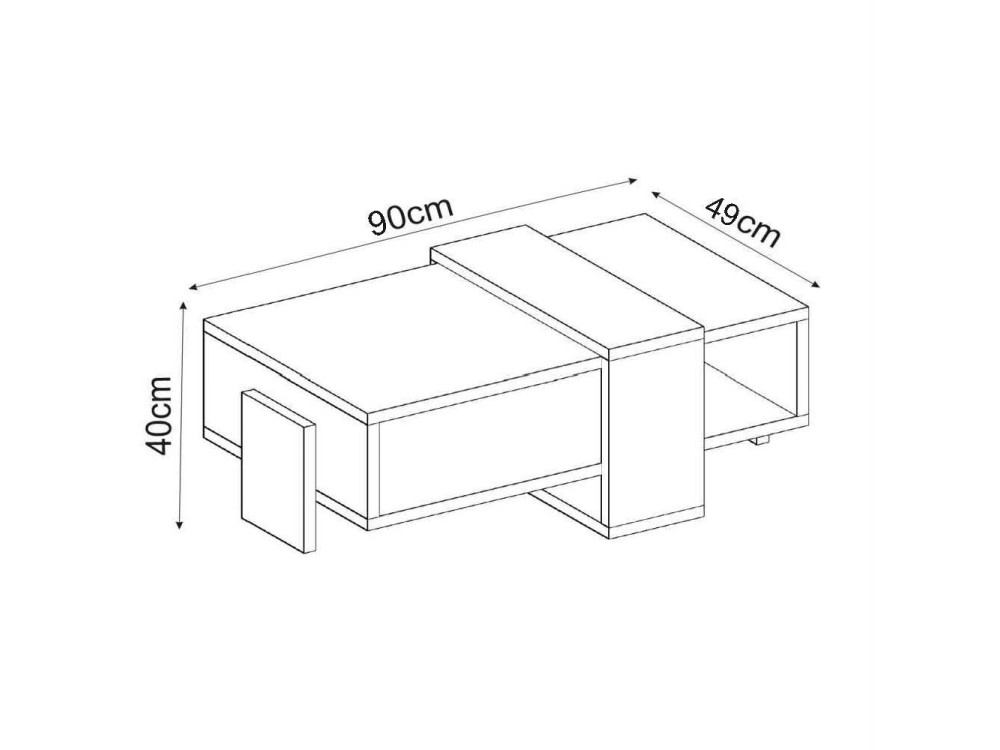 Meleni" wooden coffee table - 90 x 49 x 40 cm - Travertine