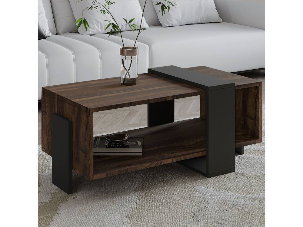 Meleni" wooden coffee table - 90 x 49 x 40 cm - Brown