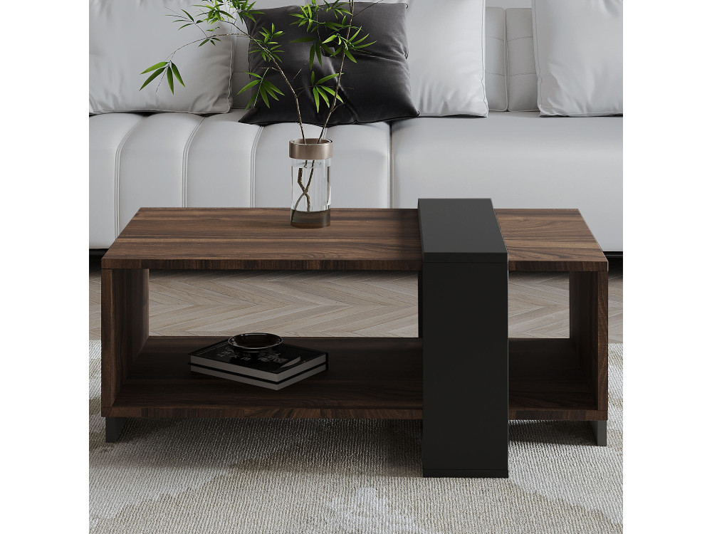 Meleni" wooden coffee table - 90 x 49 x 40 cm - Brown