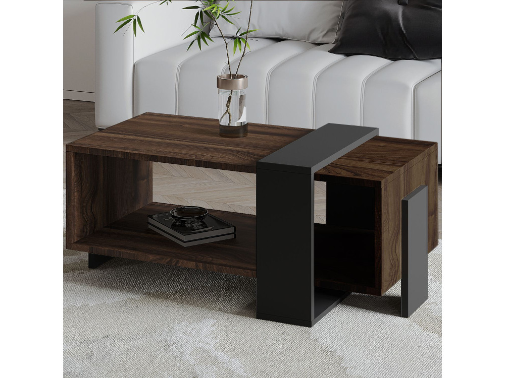 Meleni" wooden coffee table - 90 x 49 x 40 cm - Brown