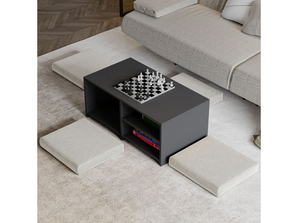 Gord" wooden coffee table set - 90 x 45 x 44.1 cm - Anthracite