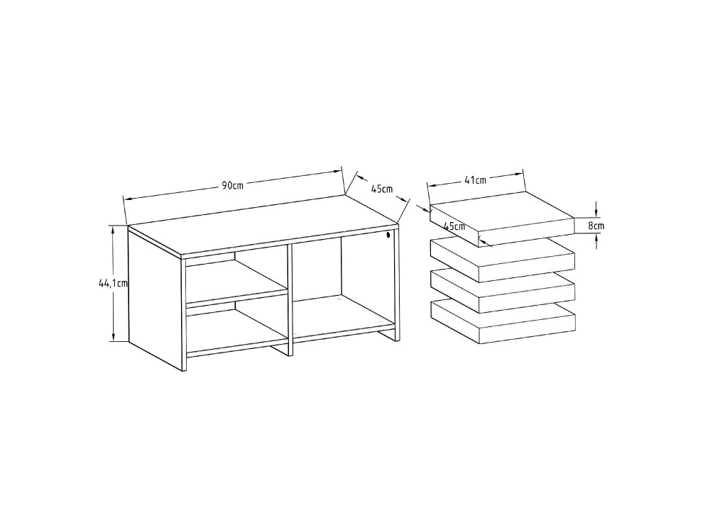 Gord" wooden coffee table set - 90 x 45 x 44.1 cm - Anthracite