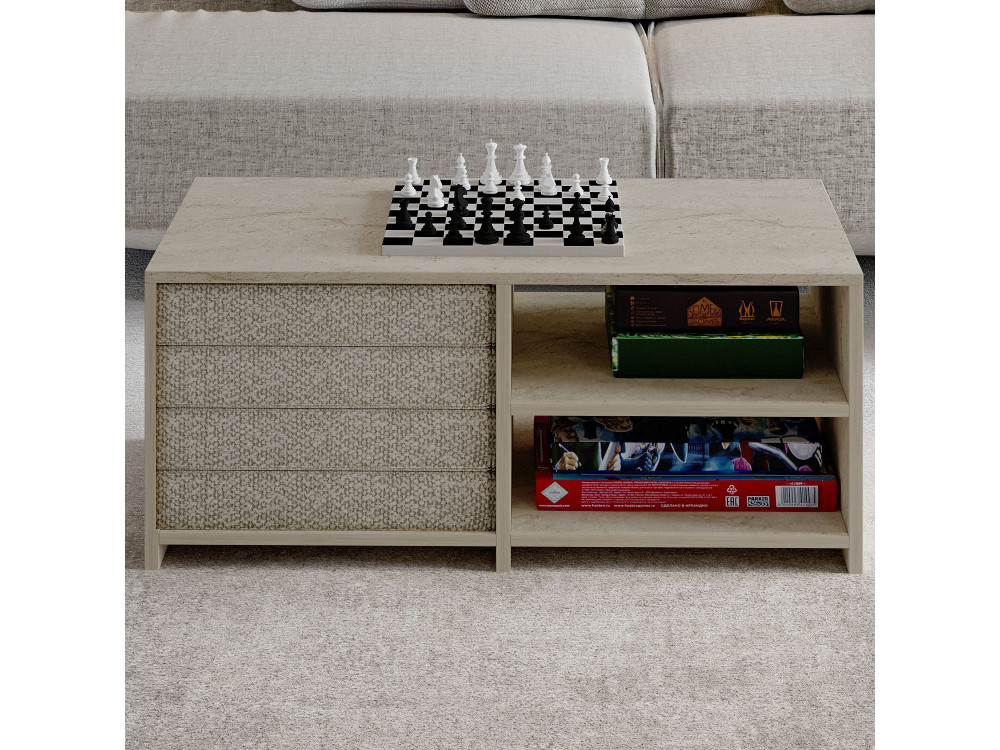 Gord" wooden coffee table - 90 x 45 x 44 cm - Travertine