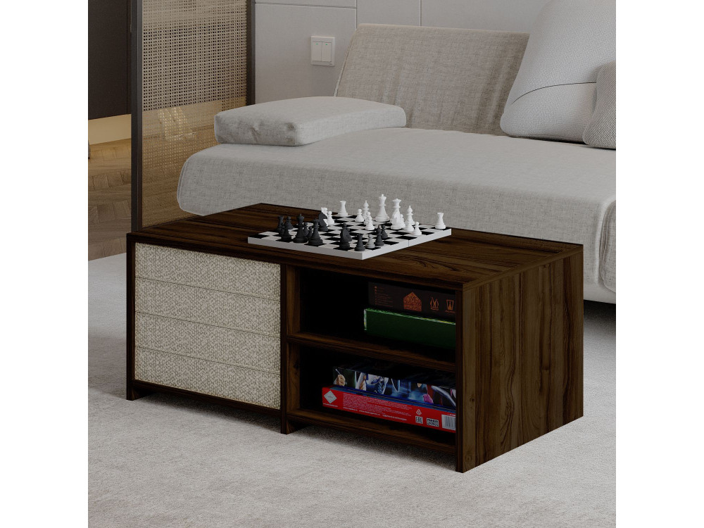 Gord" wooden coffee table - 90 x 45 x 44 cm - Brown