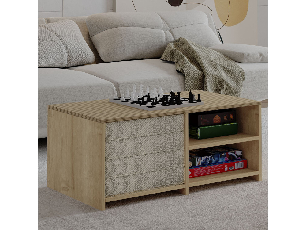 Gord" wooden coffee table - 90 x 45 x 44 cm - Beige