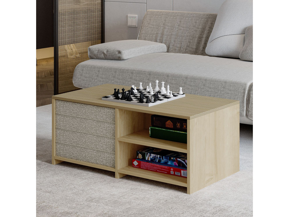 Gord" wooden coffee table - 90 x 45 x 44 cm - Beige