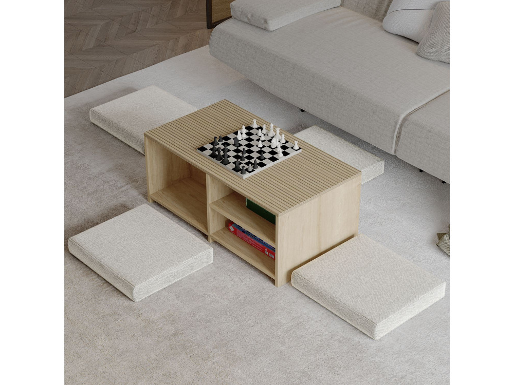 Gord" wooden coffee table - 90 x 45 x 44 cm - Beige