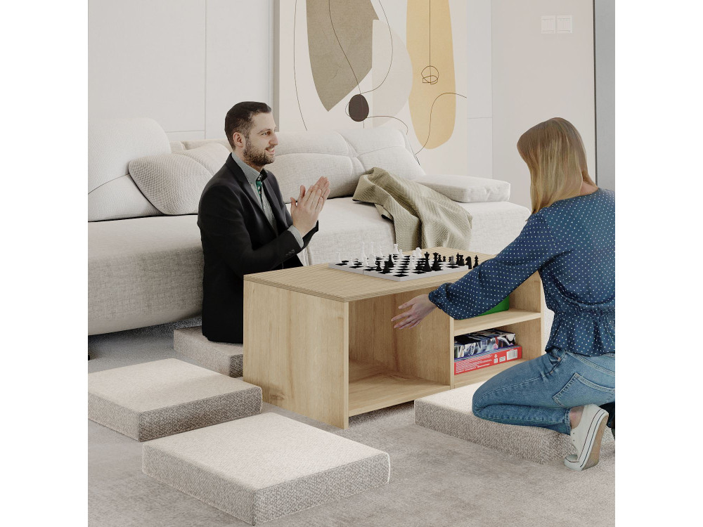 Gord" wooden coffee table - 90 x 45 x 44 cm - Beige
