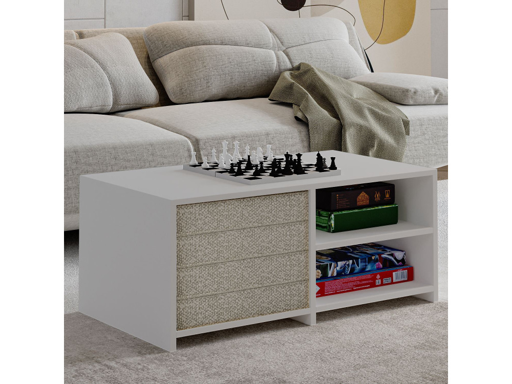 Gord" wooden coffee table - 90 x 45 x 44 cm - White