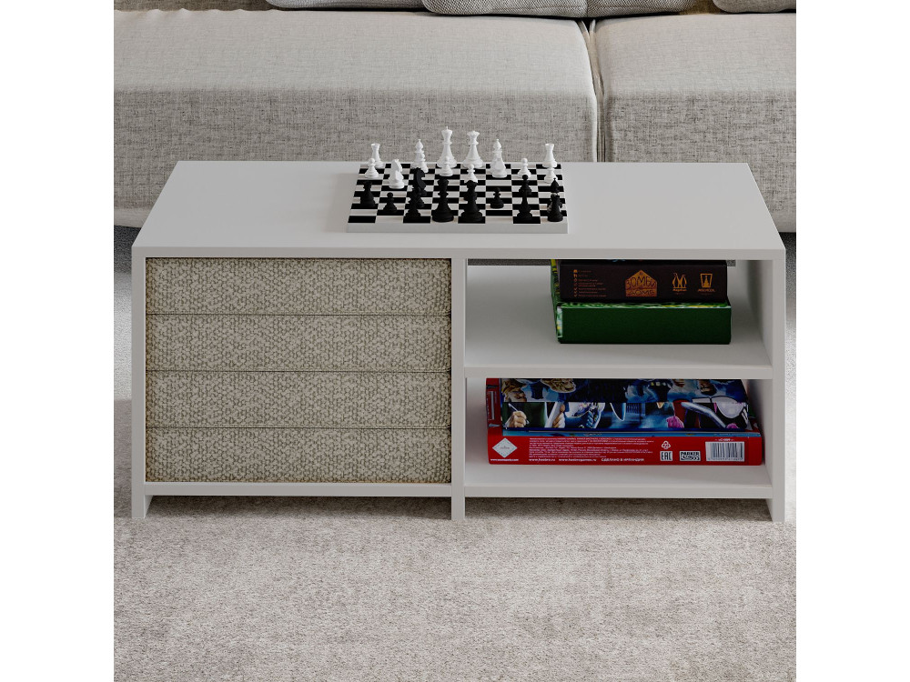 Gord" wooden coffee table - 90 x 45 x 44 cm - White
