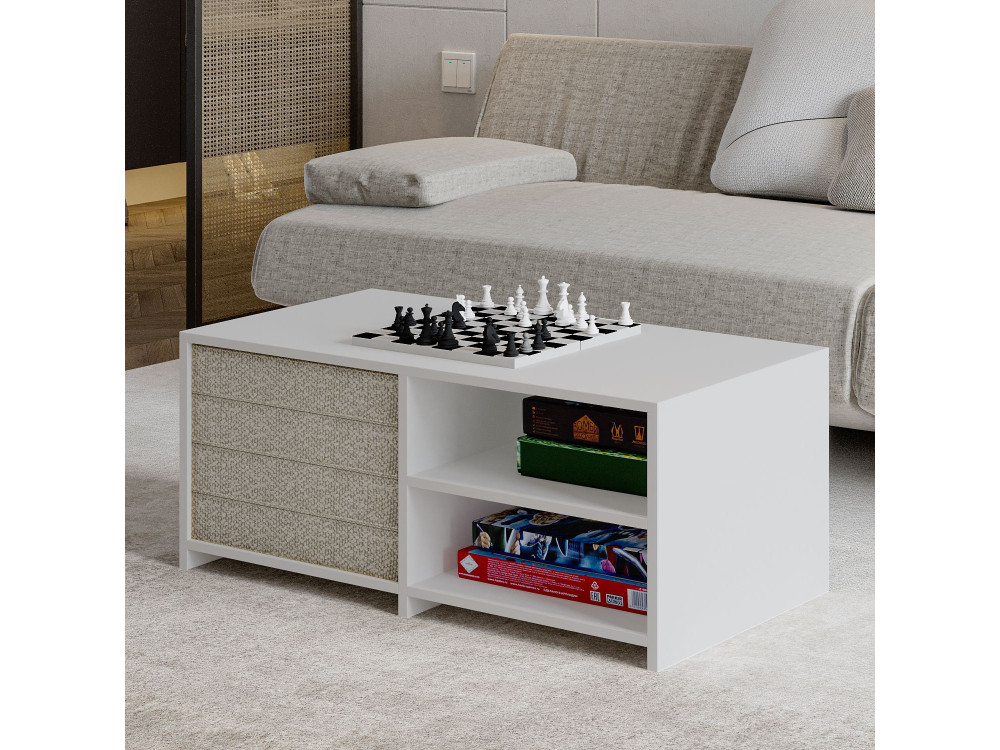 Gord" wooden coffee table - 90 x 45 x 44 cm - White