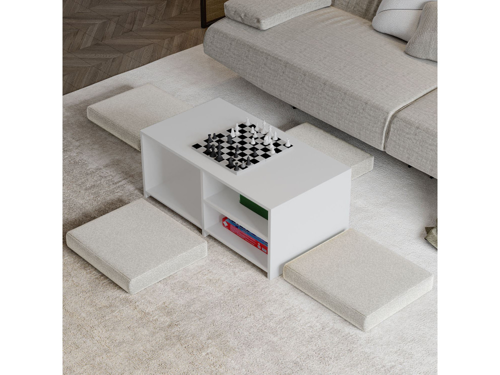 Gord" wooden coffee table - 90 x 45 x 44 cm - White