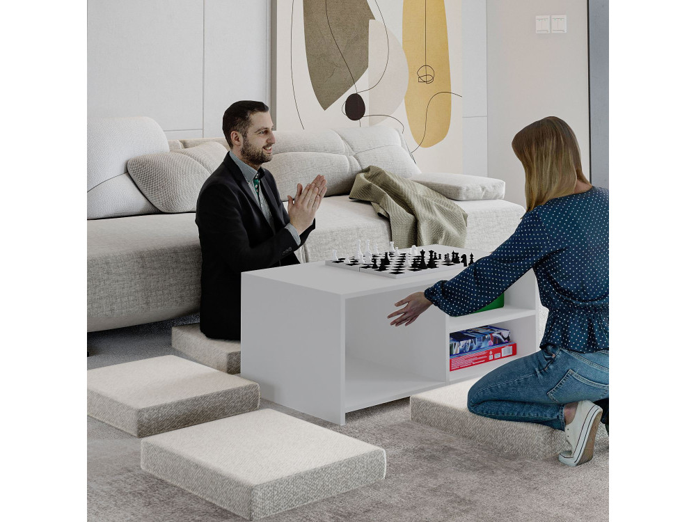Gord" wooden coffee table - 90 x 45 x 44 cm - White