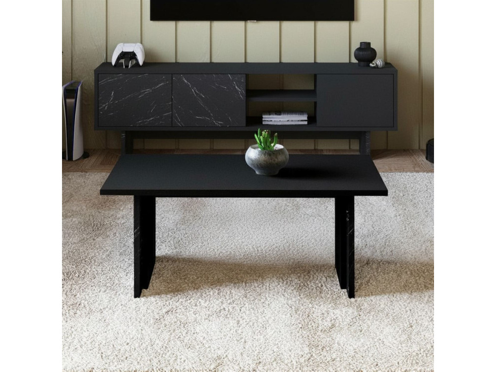 Ravello" wooden coffee table - 90 x 50 x 40 cm - Black