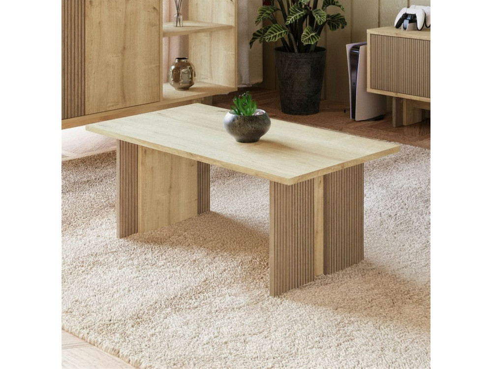 Ravello" wooden coffee table - 90 x 50 x 40 cm - Beige