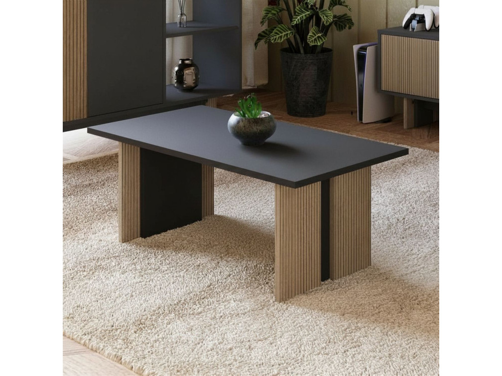 Ravello" wooden coffee table - 90 x 50 x 40 cm - Anthracite grey