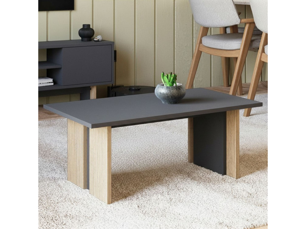Ravello" wooden coffee table - 90 x 50 x 40 cm - Anthracite grey