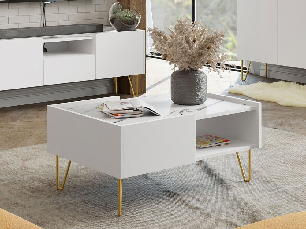 "Narine L" Coffee Table - 97 x 45 x 65 cm - White
