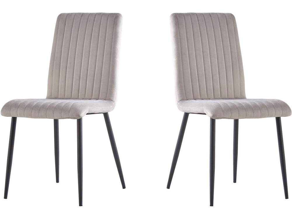 Set of 2 velvet chairs "Henley" - Light gray