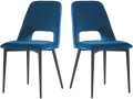 Set of 2 "Fedora" velvet chairs - Light gray - Dark blue