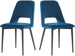 Set of 2 "Fedora" Velvet Chairs - Dark Blue