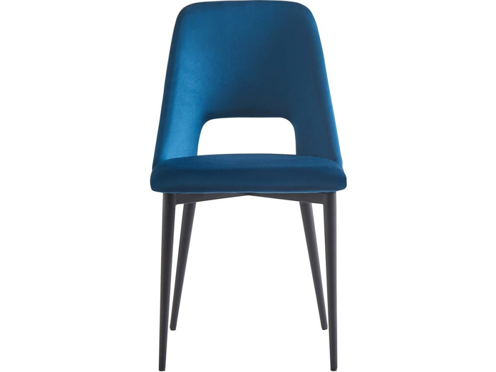 Set of 2 "Fedora" Velvet Chairs - Dark Blue