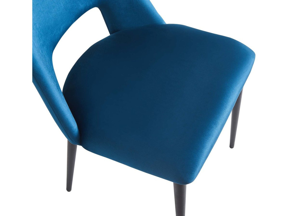 Set of 2 "Fedora" Velvet Chairs - Dark Blue