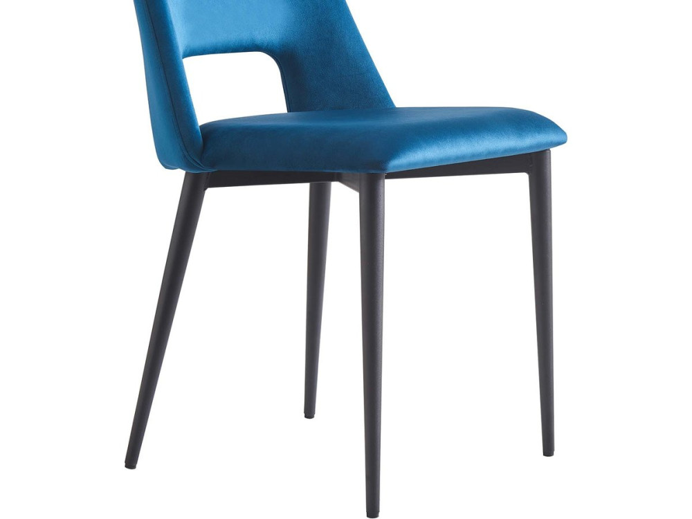 Set of 2 "Fedora" Velvet Chairs - Dark Blue