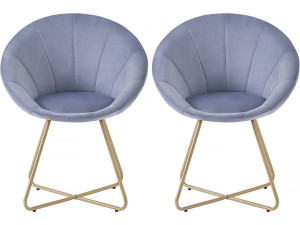 Set of 2 "Rosalie" velvet dining room chairs - Grey