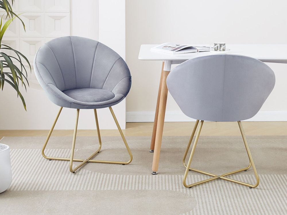 Set of 2 "Rosalie" velvet dining room chairs - Grey