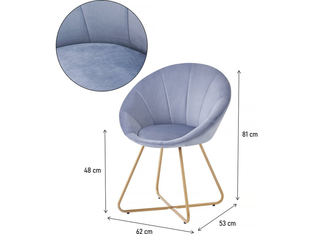 Set of 2 "Rosalie" velvet dining room chairs - Grey