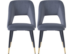 Set of 2 "Coralie" velvet chairs - Grey