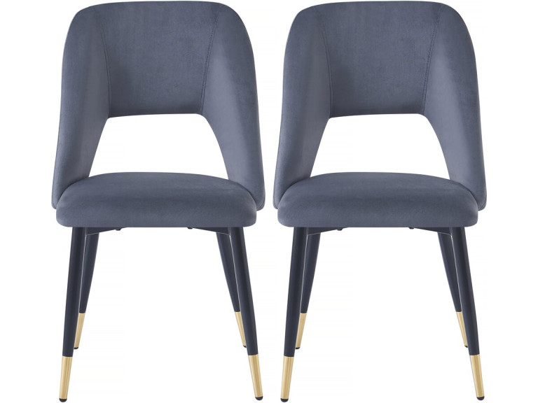 Set of 2 "Coralie" velvet chairs - Grey